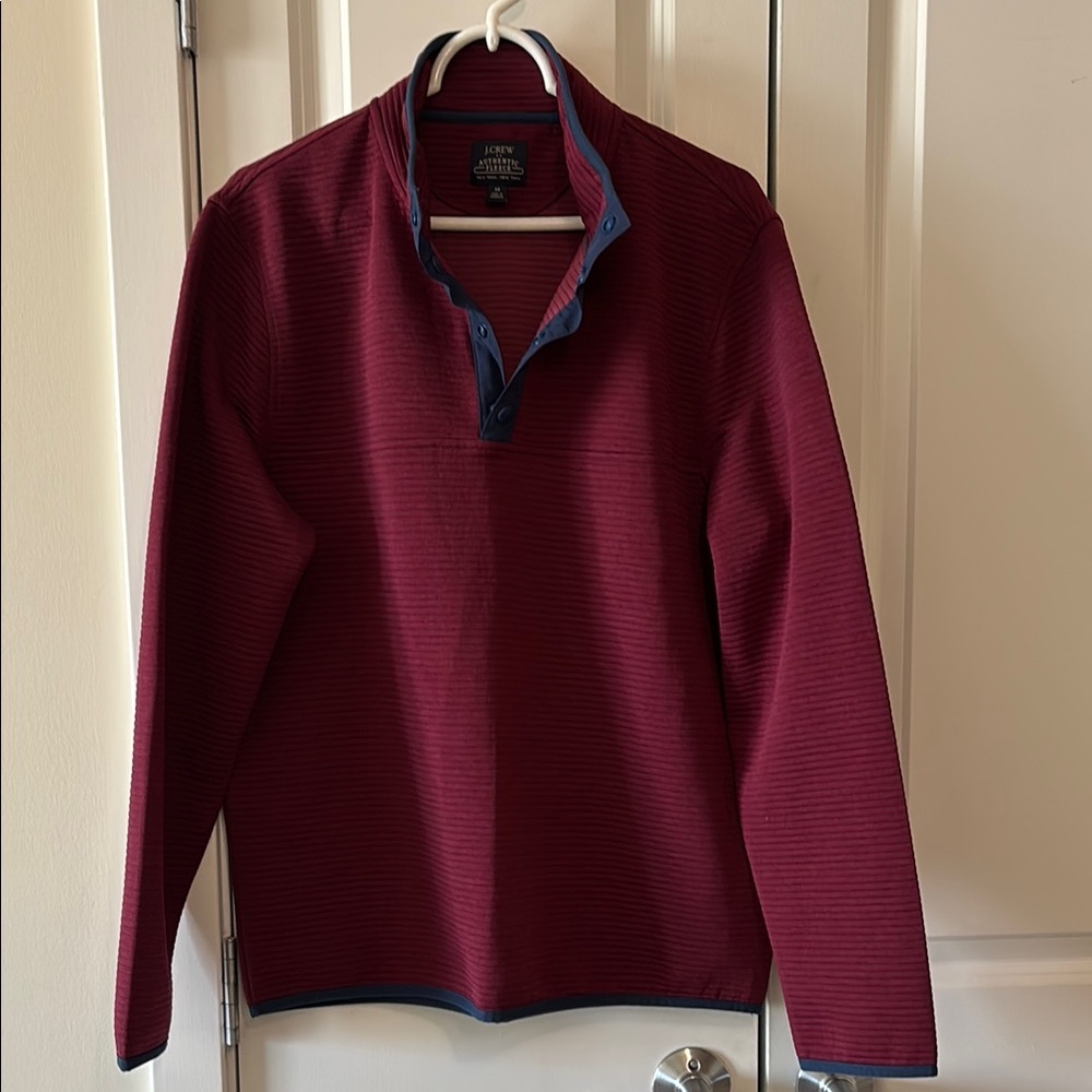 J. Crew Factory Red Lightweight Shirt Jacket with Stand-Up Collar